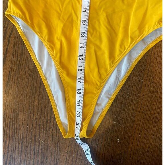 Solid & Striped Re/done Womens Large Yellow Malibu One Piece Swimsuit Retro 70’s - Picture 3 of 5